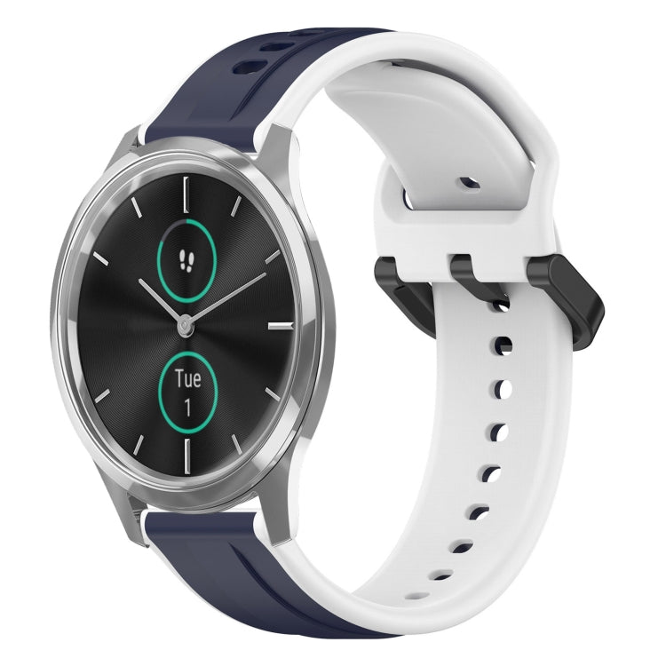 For Garmin VivoMove Luxe 20mm Convex Loop Two-Color Silicone Watch Band