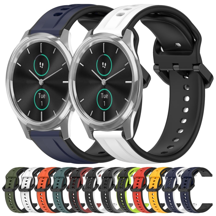 For Garmin VivoMove Luxe 20mm Convex Loop Two-Color Silicone Watch Band