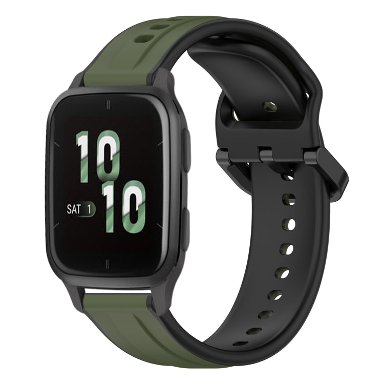 For Garmin Forerunner Sq2 20mm Convex Loop Two-Color Silicone Watch Band