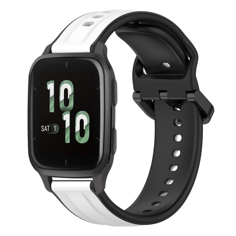For Garmin Forerunner Sq2 20mm Convex Loop Two-Color Silicone Watch Band