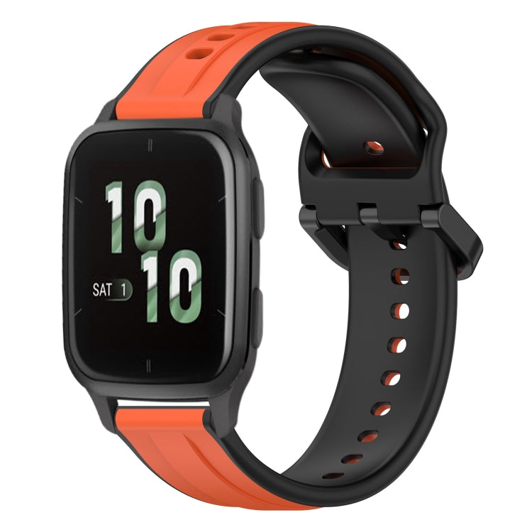 For Garmin Forerunner Sq2 20mm Convex Loop Two-Color Silicone Watch Band