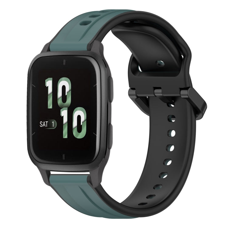 For Garmin Forerunner Sq2 20mm Convex Loop Two-Color Silicone Watch Band
