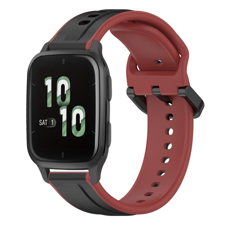 For Garmin Forerunner Sq2 20mm Convex Loop Two-Color Silicone Watch Band
