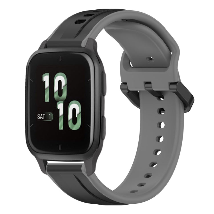 For Garmin Forerunner Sq2 20mm Convex Loop Two-Color Silicone Watch Band