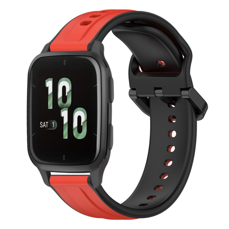 For Garmin Forerunner Sq2 20mm Convex Loop Two-Color Silicone Watch Band