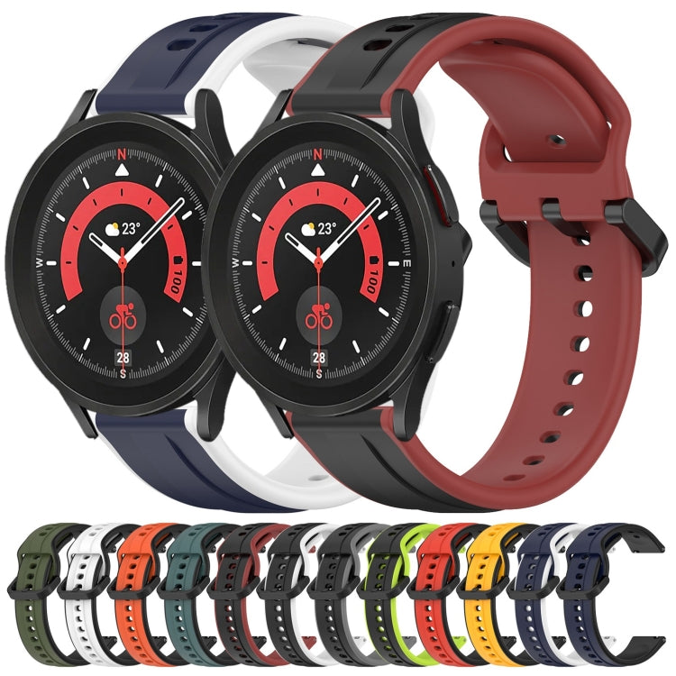 For Samsung Galaxy Watch 5 Pro 45mm 20mm Convex Loop Two-Color Silicone Watch Band