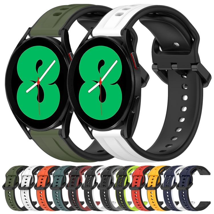 For Samsung Galaxy Watch 4 44mm 20mm Convex Loop Two-Color Silicone Watch Band