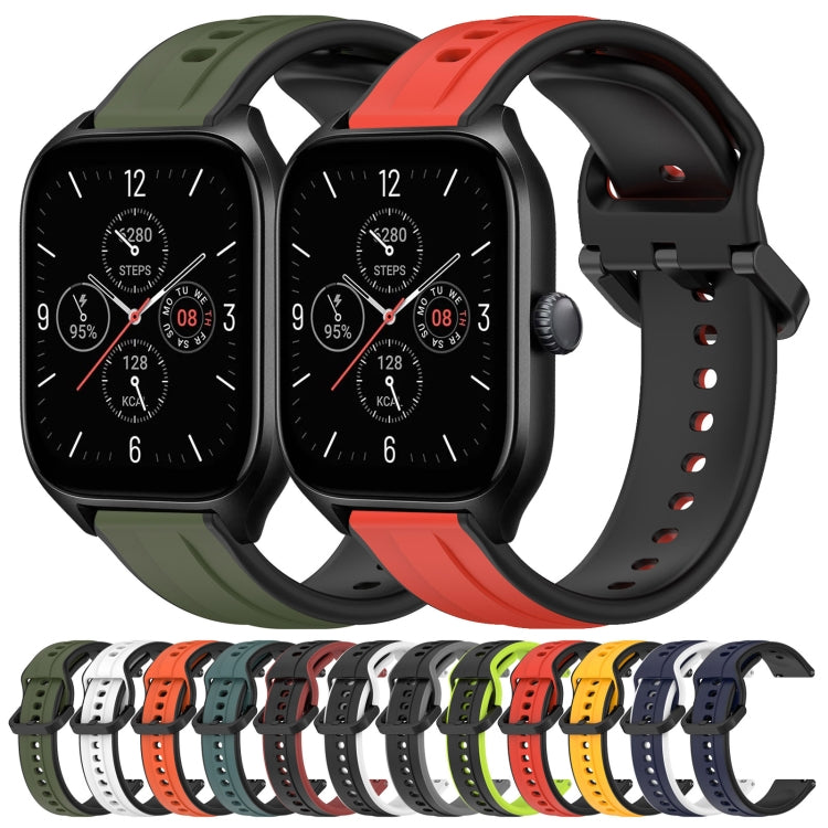 For Amazfit GTS 4 20mm Convex Loop Two-Color Silicone Watch Band