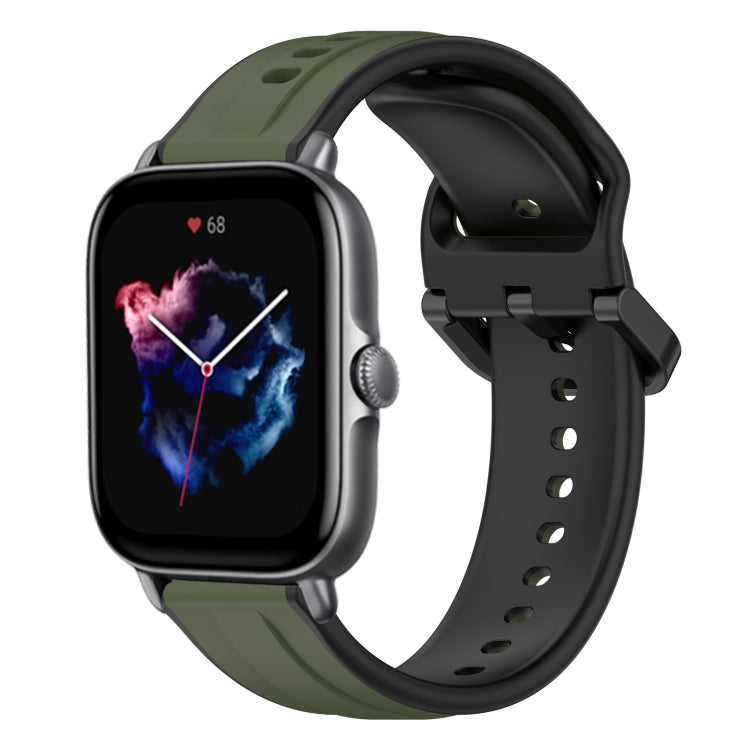 For Amazfit GTS 3 20mm Convex Loop Two-Color Silicone Watch Band