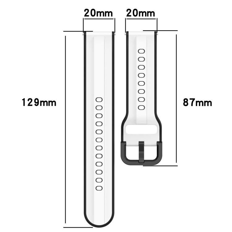 For Amazfit GTS 2 Mini 20mm Convex Loop Two-Color Silicone Watch Band