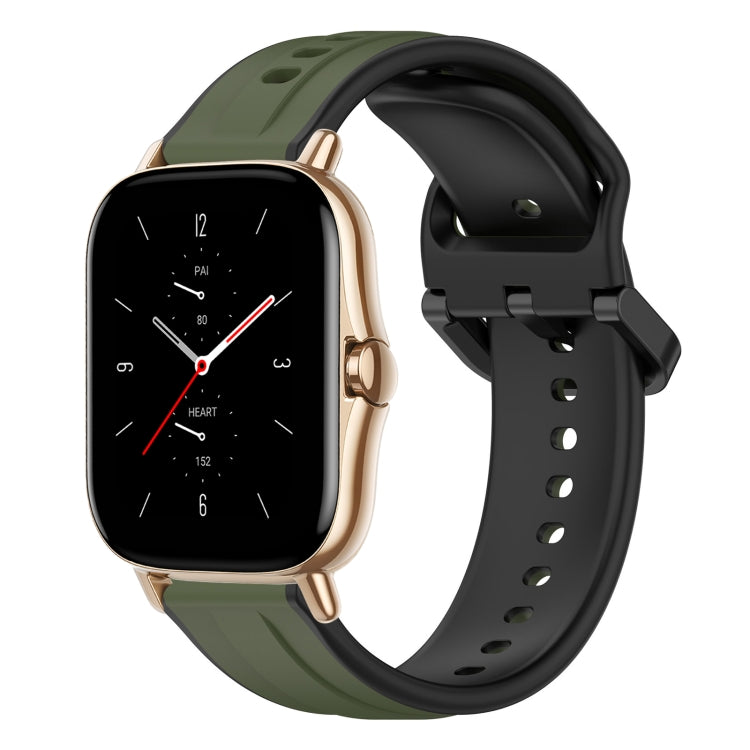 For Amazfit GTS 2 20mm Convex Loop Two-Color Silicone Watch Band