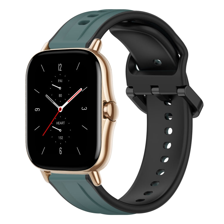 For Amazfit GTS 2 20mm Convex Loop Two-Color Silicone Watch Band