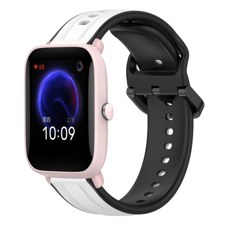 For Amazfit Pop Pro 20mm Convex Loop Two-Color Silicone Watch Band