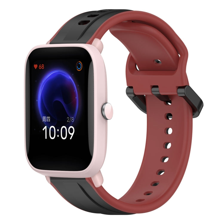 For Amazfit Pop Pro 20mm Convex Loop Two-Color Silicone Watch Band