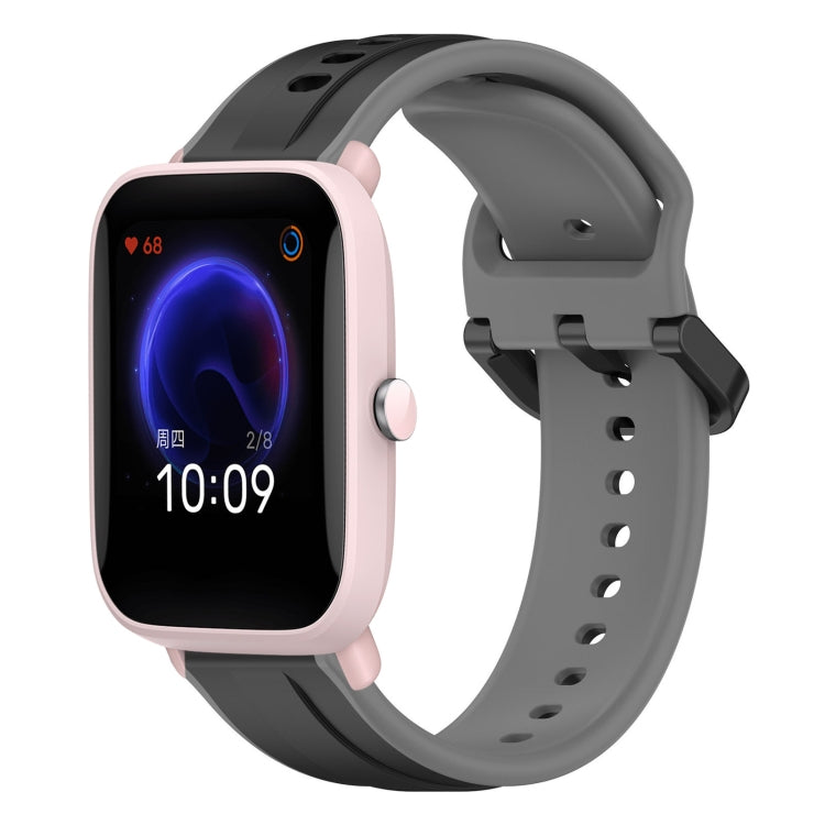 For Amazfit Pop Pro 20mm Convex Loop Two-Color Silicone Watch Band