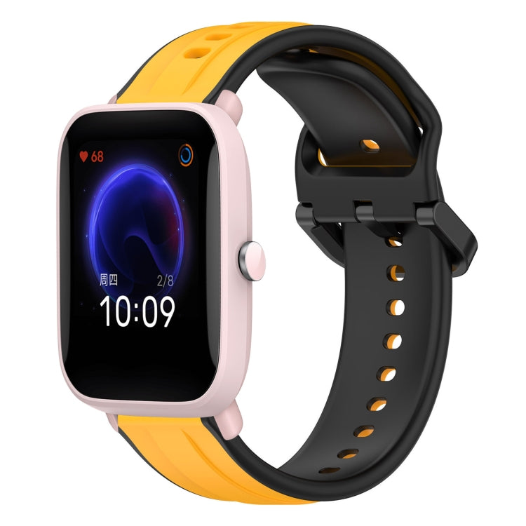 For Amazfit Pop Pro 20mm Convex Loop Two-Color Silicone Watch Band