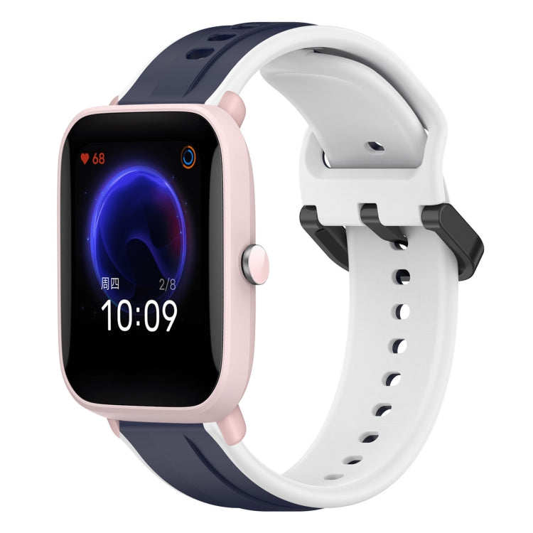 For Amazfit Pop Pro 20mm Convex Loop Two-Color Silicone Watch Band
