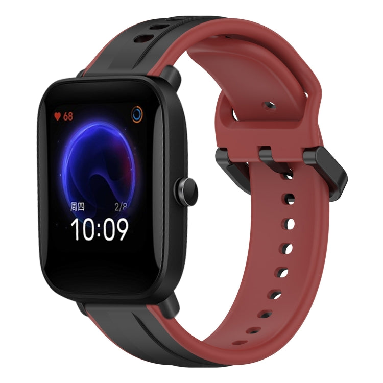 For Amazfit Pop 20mm Convex Loop Two-Color Silicone Watch Band