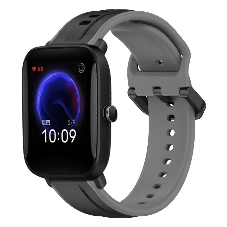 For Amazfit Pop 20mm Convex Loop Two-Color Silicone Watch Band