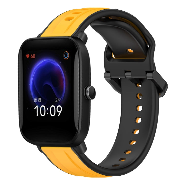 For Amazfit Pop 20mm Convex Loop Two-Color Silicone Watch Band