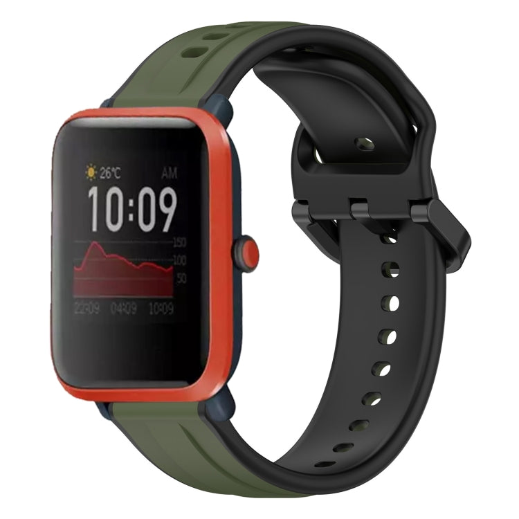 For Amazfit Bip 1S 20mm Convex Loop Two-Color Silicone Watch Band