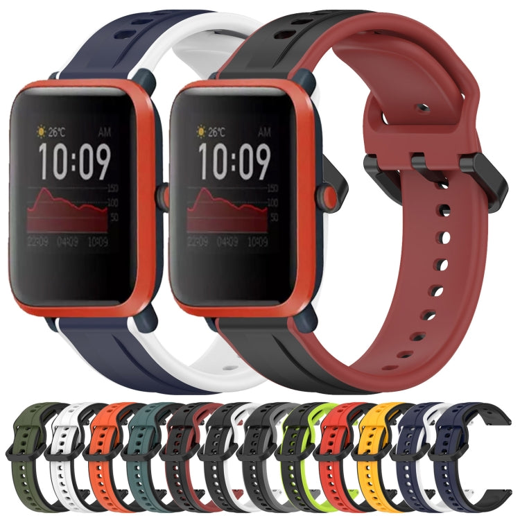 For Amazfit Bip 1S 20mm Convex Loop Two-Color Silicone Watch Band