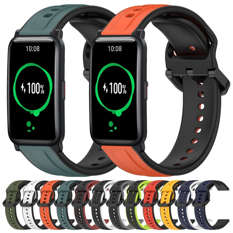 For Honor Watch ES 20mm Convex Loop Two-Color Silicone Watch Band