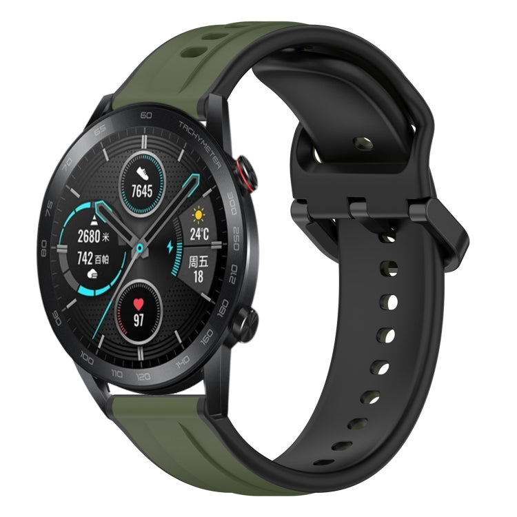 For Honor MagicWatch2 42mm 20mm Convex Loop Two-Color Silicone Watch Band