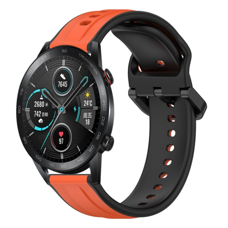 For Honor MagicWatch2 42mm 20mm Convex Loop Two-Color Silicone Watch Band