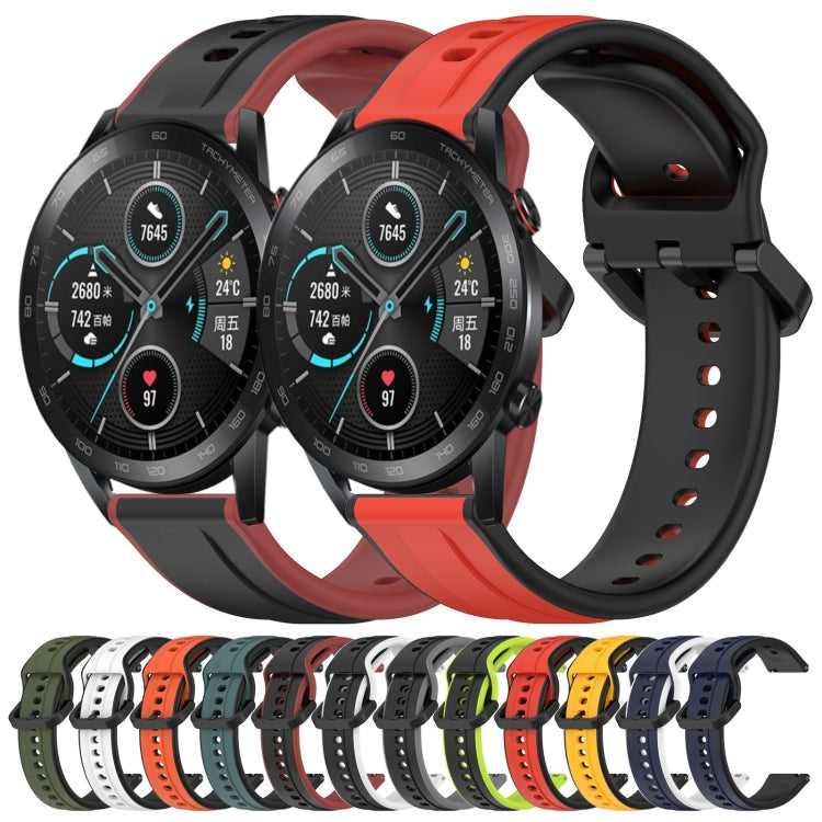 For Honor MagicWatch2 42mm 20mm Convex Loop Two-Color Silicone Watch Band