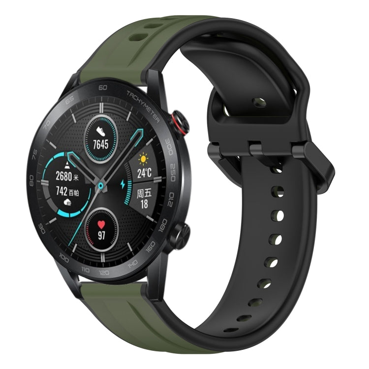 For Honor Magic Watch 2 46mm 22mm Convex Loop Two-Color Silicone Watch Band