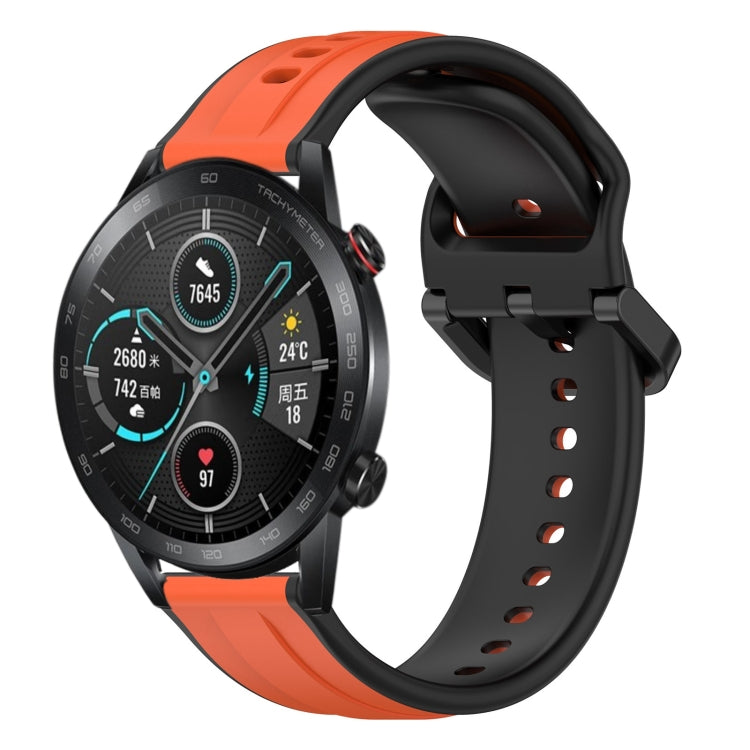 For Honor Magic Watch 2 46mm 22mm Convex Loop Two-Color Silicone Watch Band