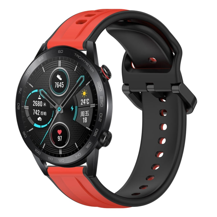 For Honor Magic Watch 2 46mm 22mm Convex Loop Two-Color Silicone Watch Band