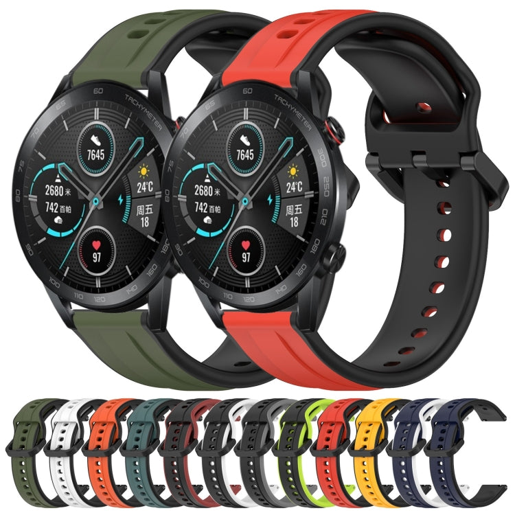 For Honor Magic Watch 2 46mm 22mm Convex Loop Two-Color Silicone Watch Band