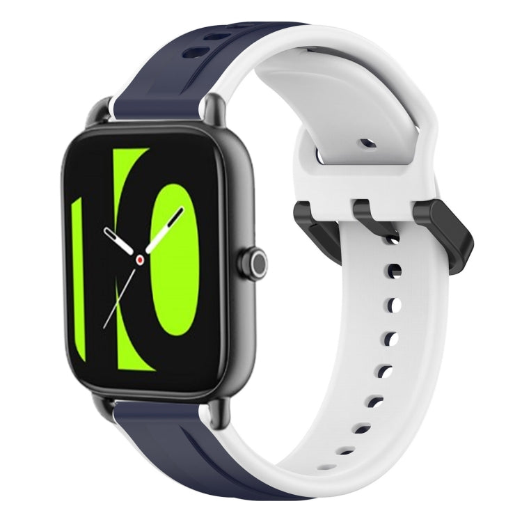 For  Xiaomi Haylou RS4 LS12 22mm Convex Loop Two-Color Silicone Watch Band