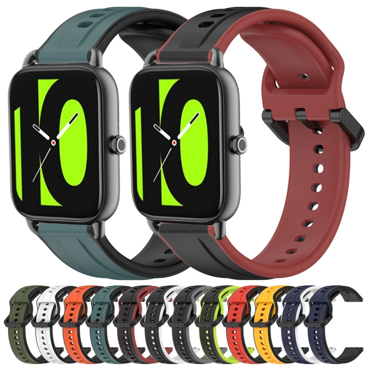 For  Xiaomi Haylou RS4 LS12 22mm Convex Loop Two-Color Silicone Watch Band