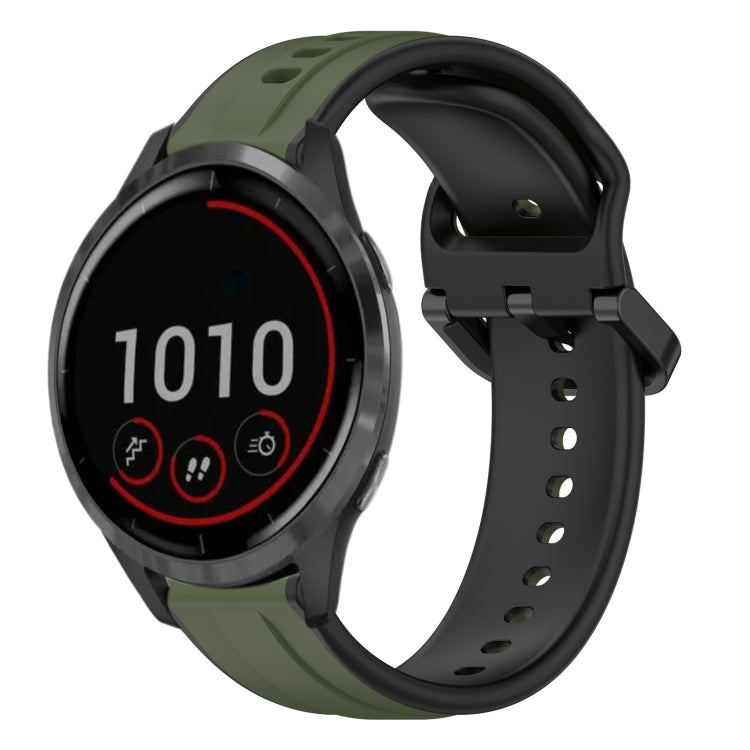 For Garmin Vivoactive4 22mm Convex Loop Two-Color Silicone Watch Band