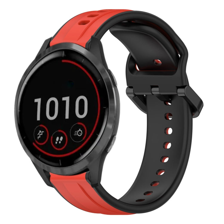 For Garmin Vivoactive4 22mm Convex Loop Two-Color Silicone Watch Band