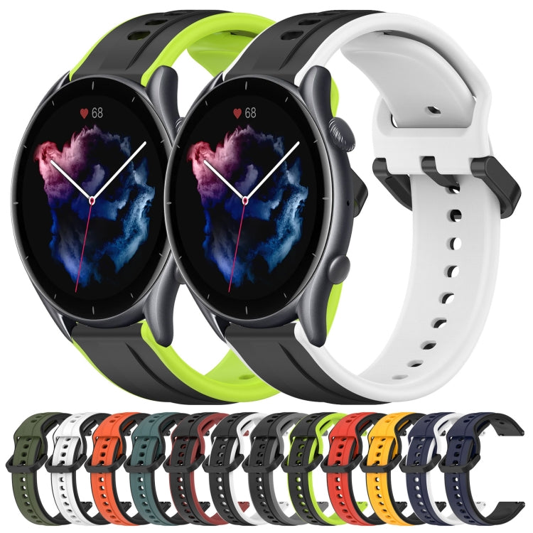 For Amazfit GTR 3 22mm Convex Loop Two-Color Silicone Watch Band