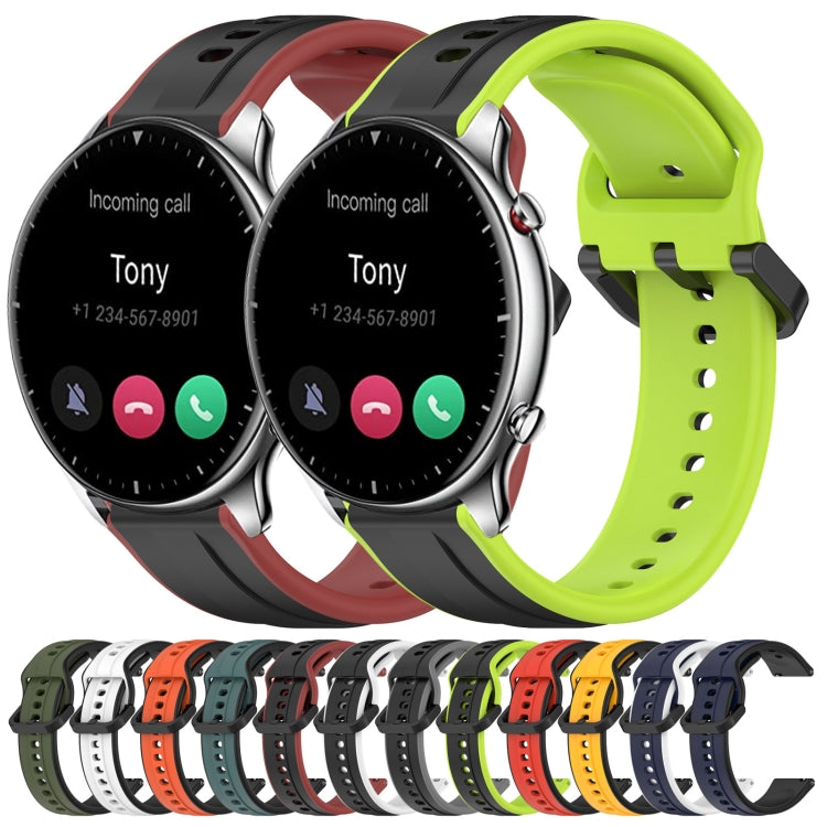 For Amazfit GTR 2 22mm Convex Loop Two-Color Silicone Watch Band