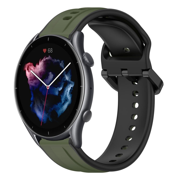 For Amazfit 3 22mm Convex Loop Two-Color Silicone Watch Band