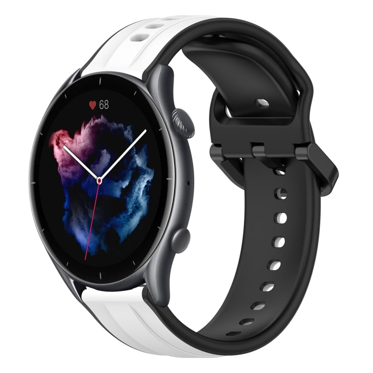 For Amazfit 3 22mm Convex Loop Two-Color Silicone Watch Band