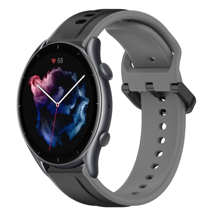 For Amazfit 3 22mm Convex Loop Two-Color Silicone Watch Band