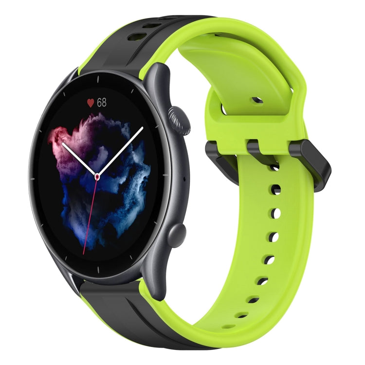 For Amazfit 3 22mm Convex Loop Two-Color Silicone Watch Band