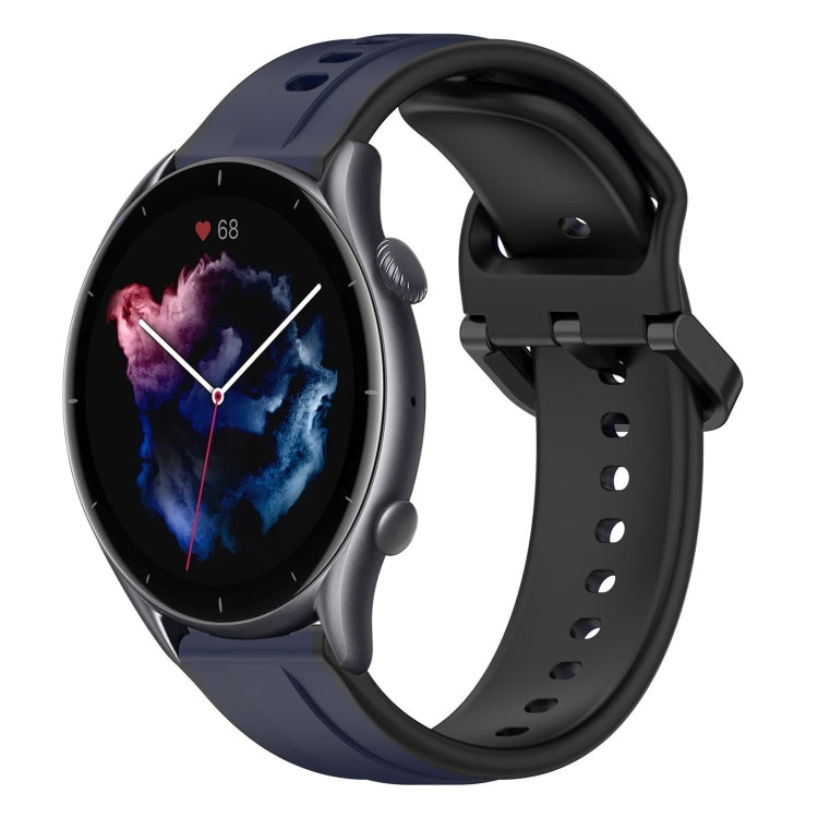 For Amazfit 3 22mm Convex Loop Two-Color Silicone Watch Band