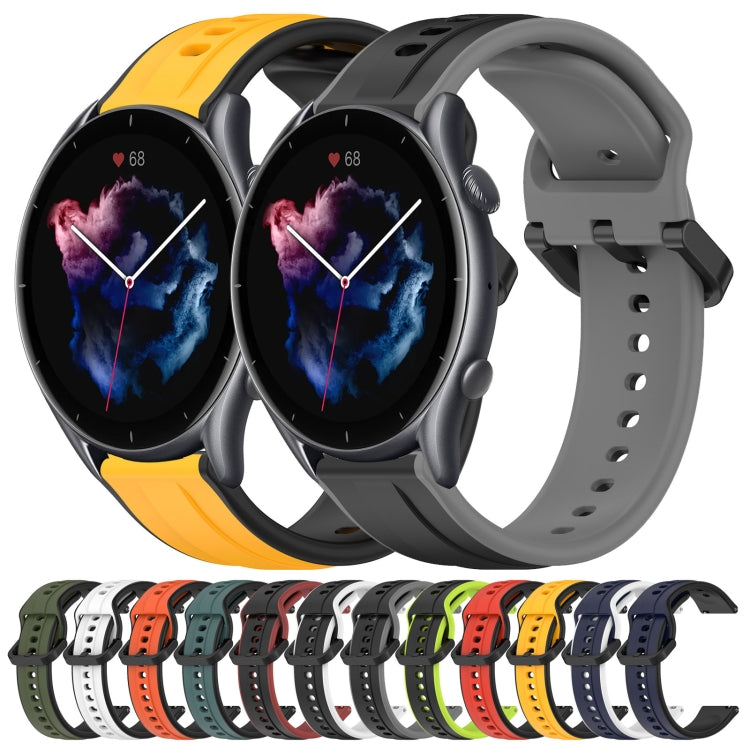 For Amazfit 3 22mm Convex Loop Two-Color Silicone Watch Band