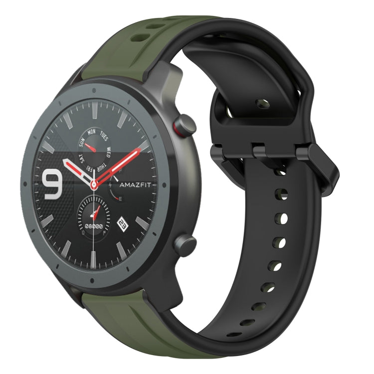 For Amazfit GTR 47mm 22mm Convex Loop Two-Color Silicone Watch Band