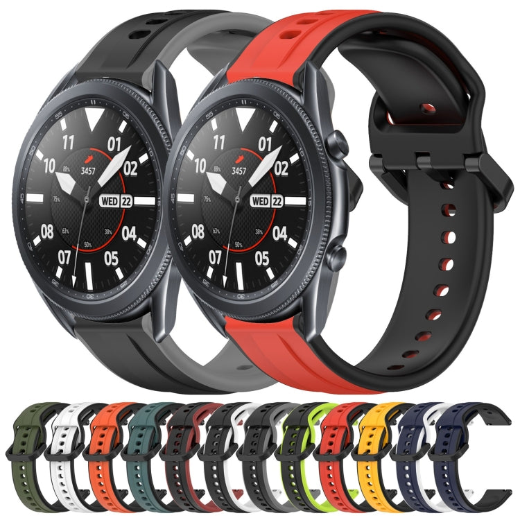 For Samsung Galaxy Watch3 45mm 22mm Convex Loop Two-Color Silicone Watch Band