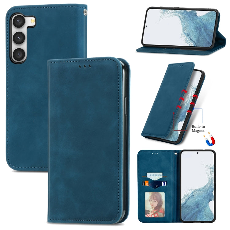 For Samsung Galaxy S23 5G Retro Skin Feel Magnetic Leather Phone Case