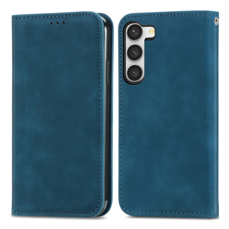 For Samsung Galaxy S23 5G Retro Skin Feel Magnetic Leather Phone Case
